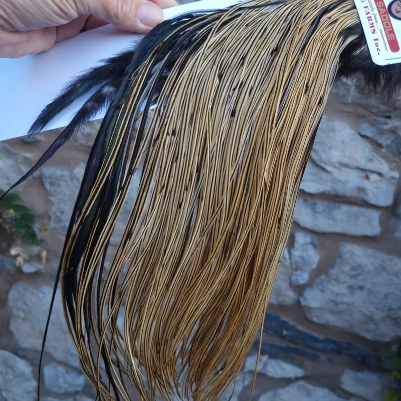 Whiting 1/2 BRONZE Grade Dry Fly Rooster Saddle in Golden Badger